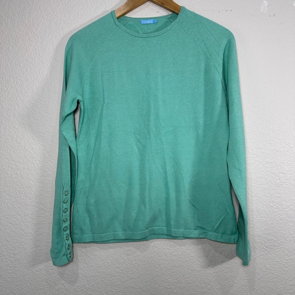 J.McLaughlin Seafoam Green Cotton Modal Button Cuff Raglan Knit Top Small